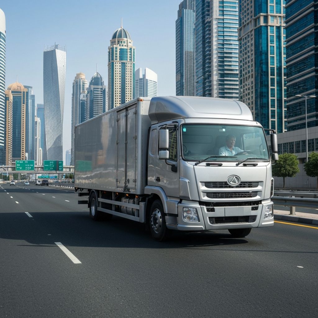 Moving truck on highway